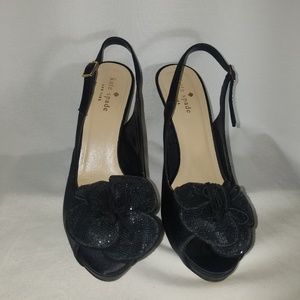 kate spade New York Black Satin Heels Size 6 1/2 B